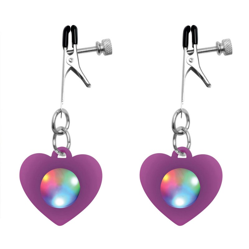 Charmed Silicone Light Up LED Heart Nipple Clamps