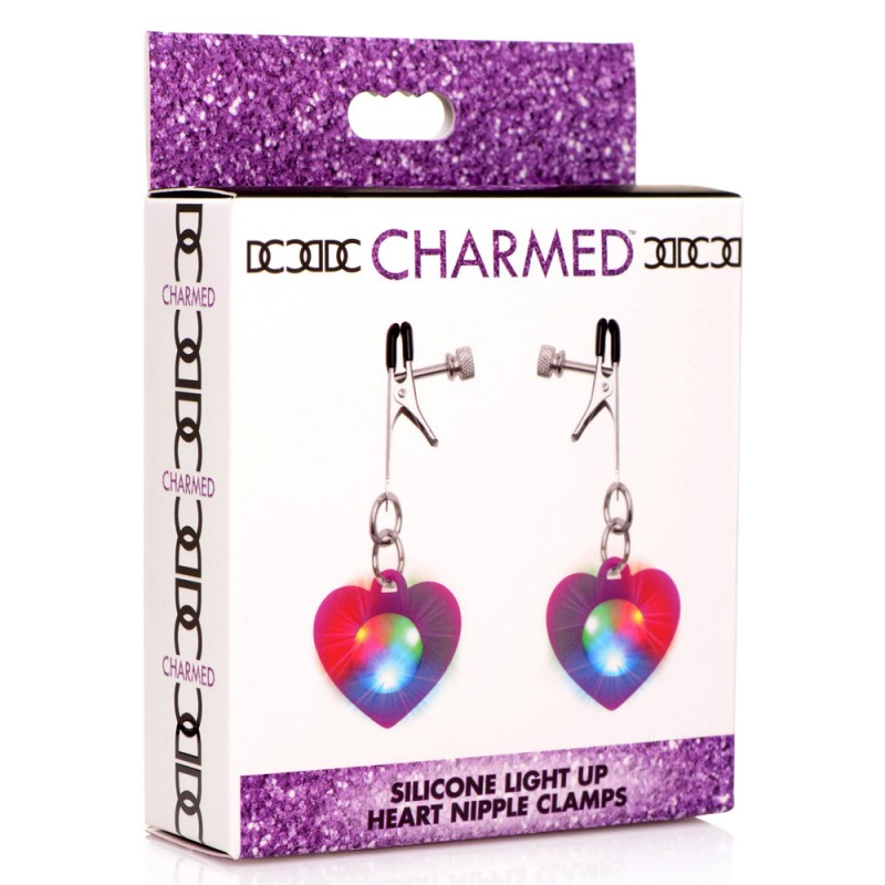 Charmed Silicone Light Up LED Heart Nipple Clamps