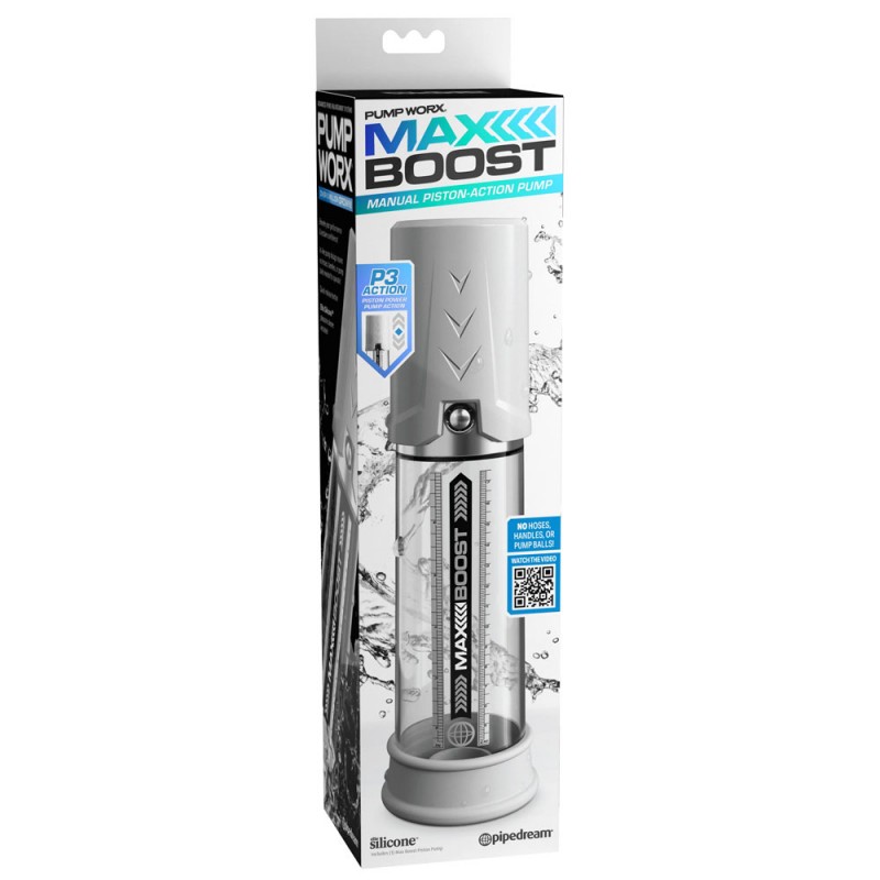 Pipedream Penis Pump Worx Max Boost - White/Clear5