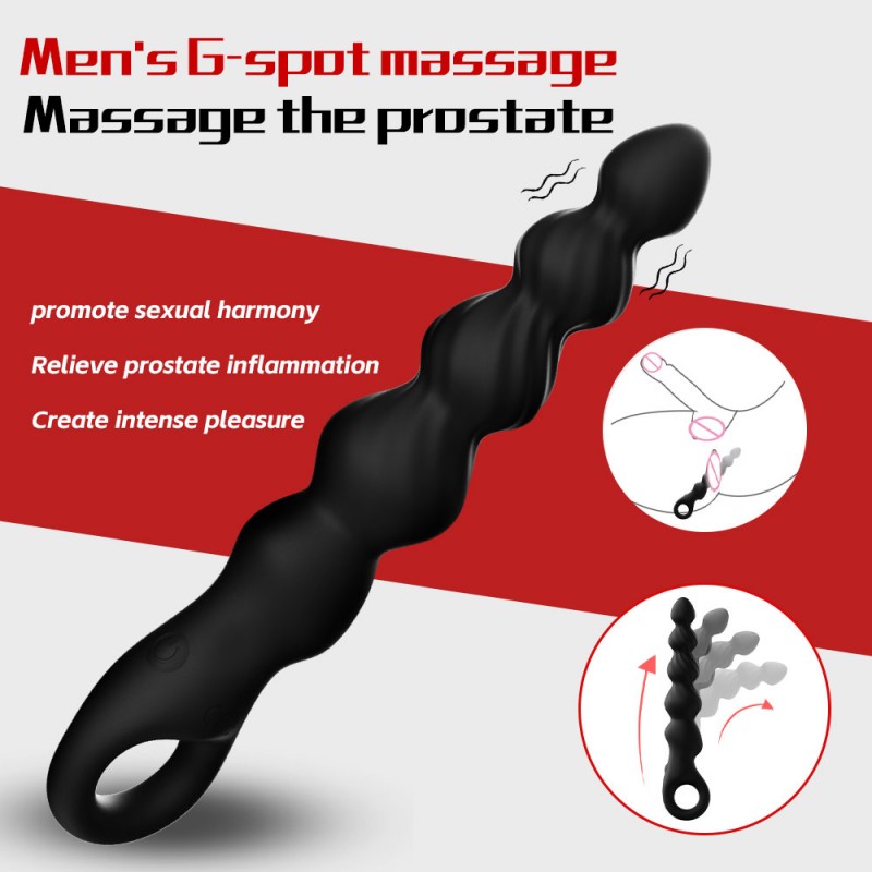 YEAIN Liquid Silicone Vibrating Progressive Anal Beads Ball Prostate Massager6