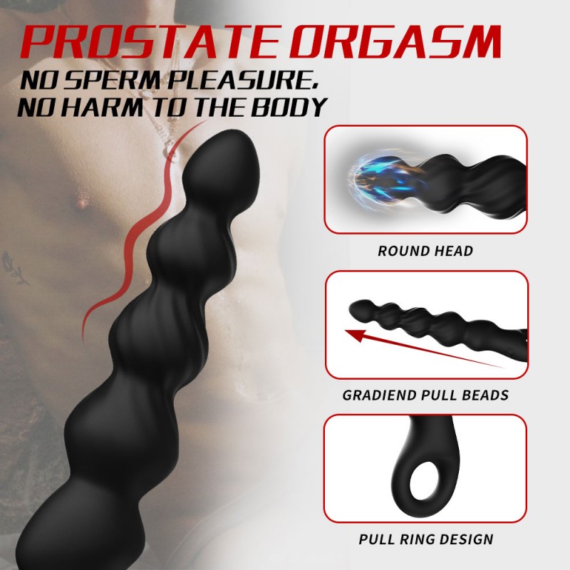 YEAIN Liquid Silicone Vibrating Progressive Anal Beads Ball Prostate Massager3