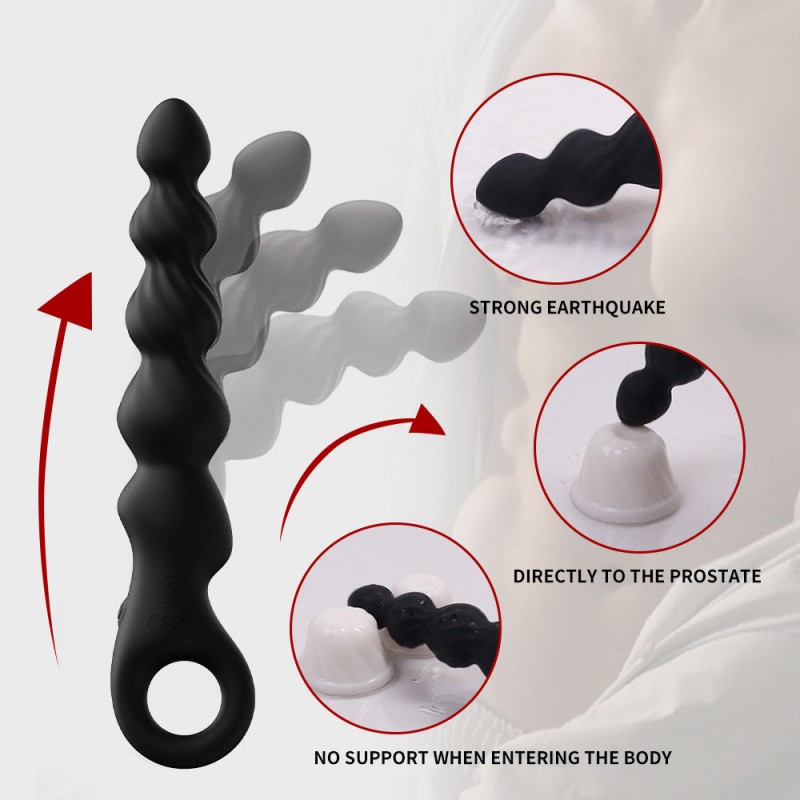 YEAIN Liquid Silicone Vibrating Progressive Anal Beads Ball Prostate Massager4