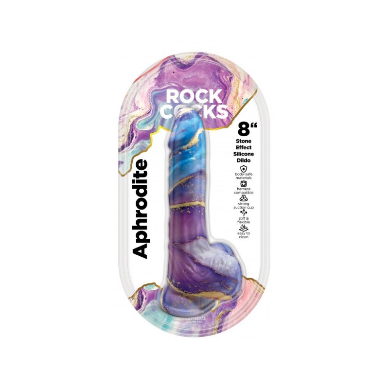 Rock Cocks - Aphrodite Marble Silicone Dildo 8 Inch with Suction Cup2