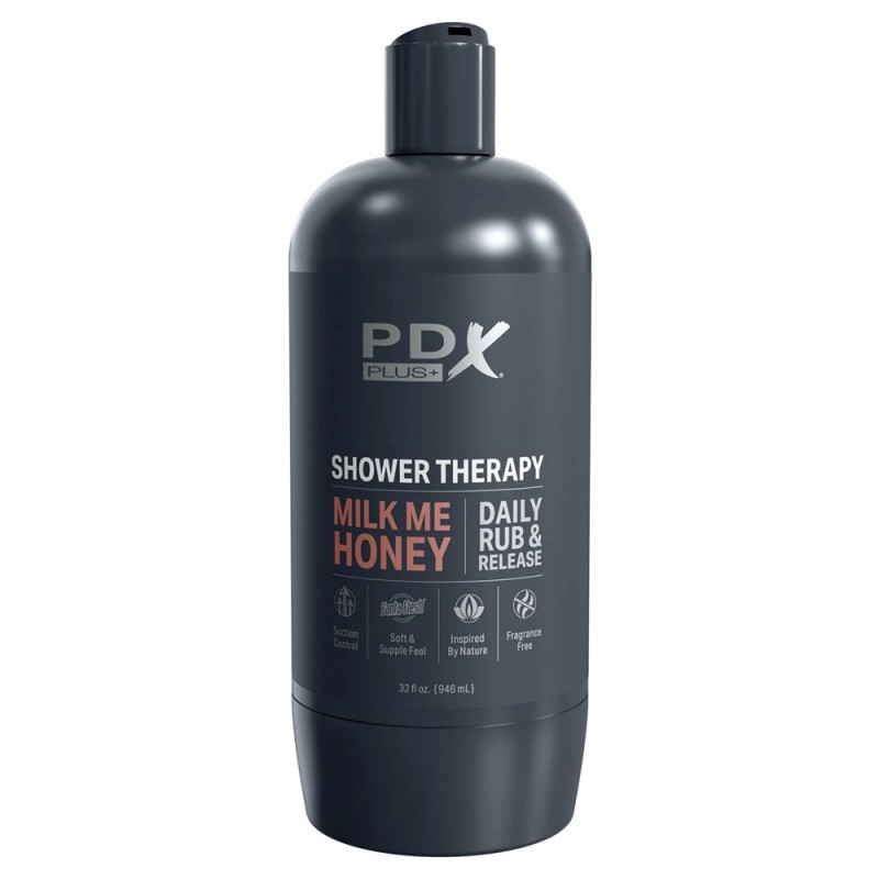 PDX Plus Shower Therapy Milk Me Honey Stroker with Adjustable Suction Cup4