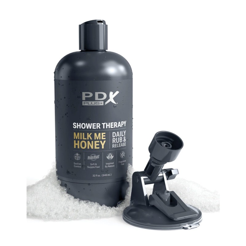 PDX Plus Shower Therapy Milk Me Honey Penis Stroker with Suction Cup3