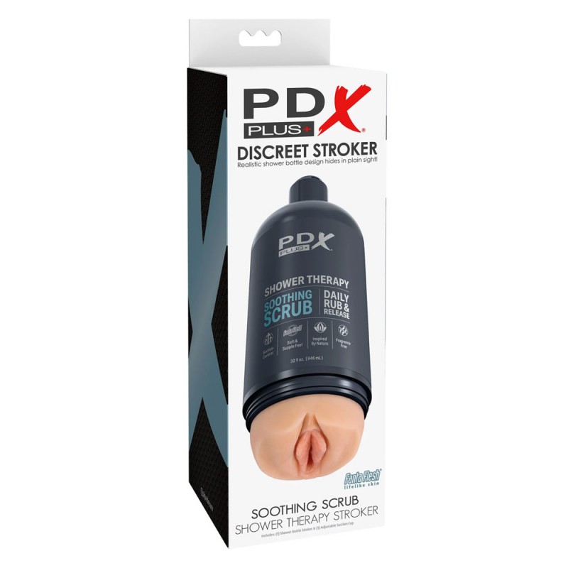 PDX Plus Shower Therapy Soothing Scrub Stroker with Adjustable Suction Cup5