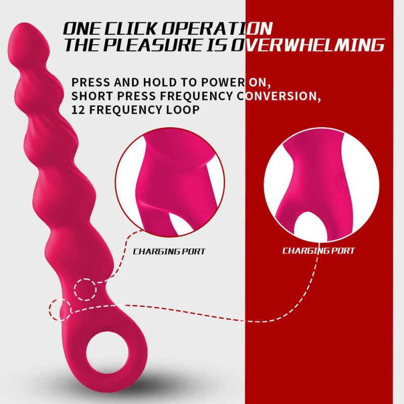 YEAIN Liquid Silicone Vibrating Progressive Anal Beads Ball Prostate Massager7