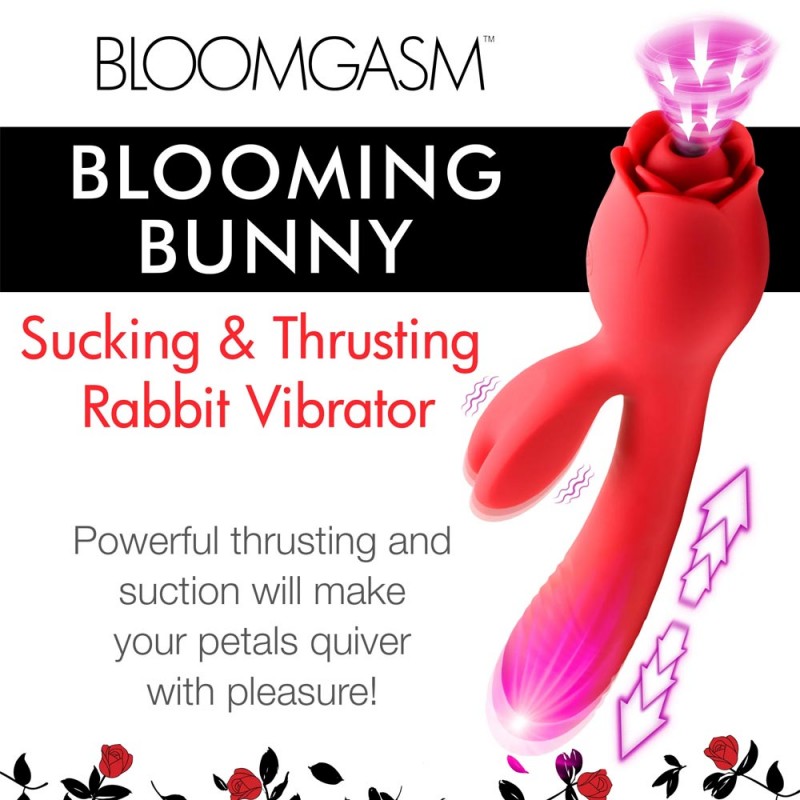 Blooming Bunny Sucking and Thrusting Silicone Rabbit Vibrator