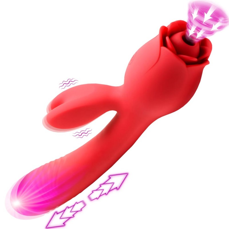 Blooming Bunny Sucking and Thrusting Silicone Rabbit Vibrator
