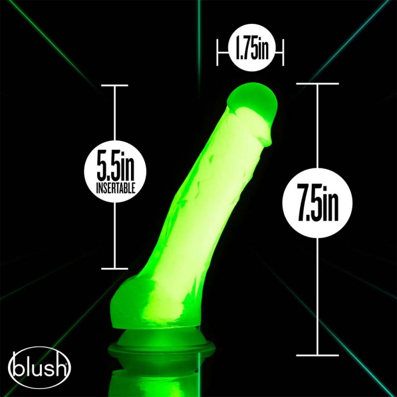 Neo Elite Glow In The Dark Viper 7.5 In Silicone Dildo Neon Green