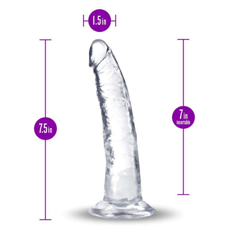 Blush B Yours Plus Realistic G-Spot Clear 7.5In Dildo with Suction Cup