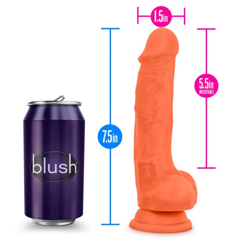 Blush Neo Elite Orange 7.5 Inch Silicone Dual Density Suction Cup Dildo1