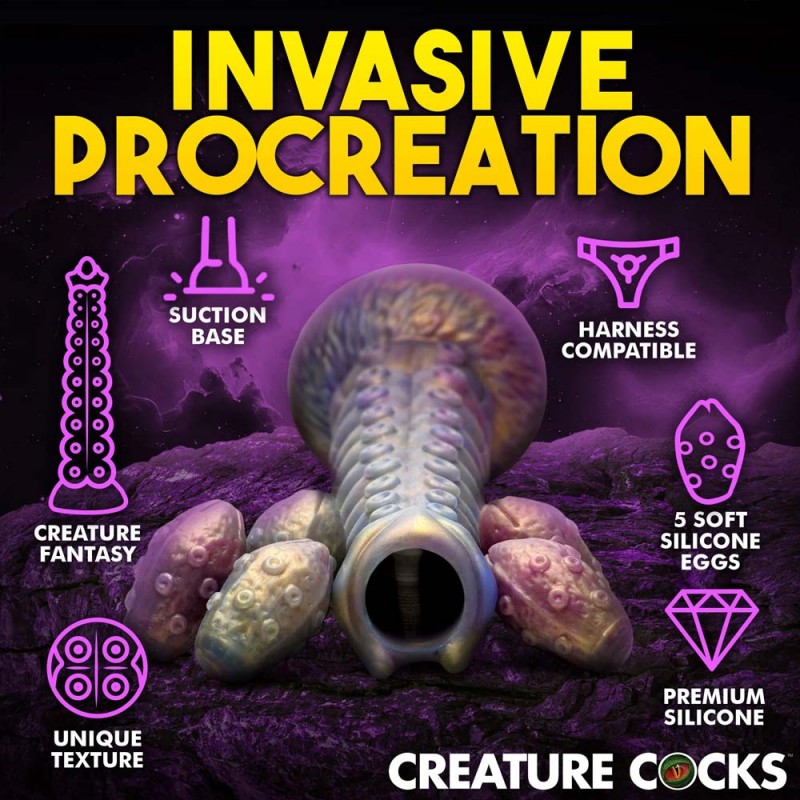 Creature Cocks Deep Invader Tentacle Ovipositor Silicone Dildo with Eggs2