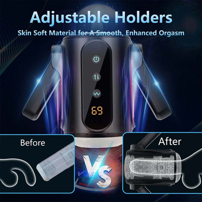 Foldable Handles Male Masturbator Thrusting Vibration Blowjob Sucking Machine