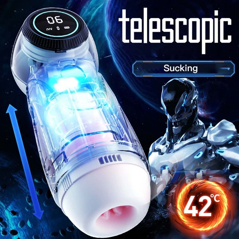 LCD Telescopic Rotation Male Masturbator Sucking Machine3