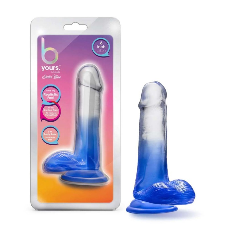 Blush B Yours Stella Blue Realistic 6.25In Dildo with Suction Cup