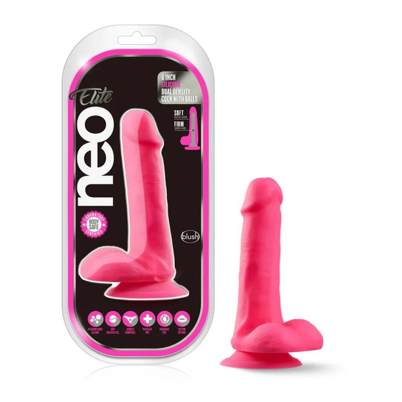 Blush Neo Elite Pink 6.5 Inch Long Suction Cup Dildo