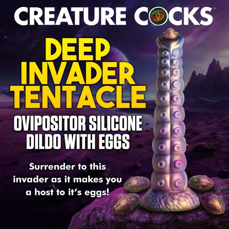 Creature Cocks Deep Invader Tentacle Ovipositor Silicone Dildo with Eggs4