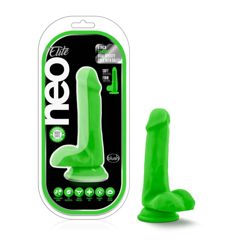 Blush Neo Elite Green 6.5 Inch Silicone Dildo