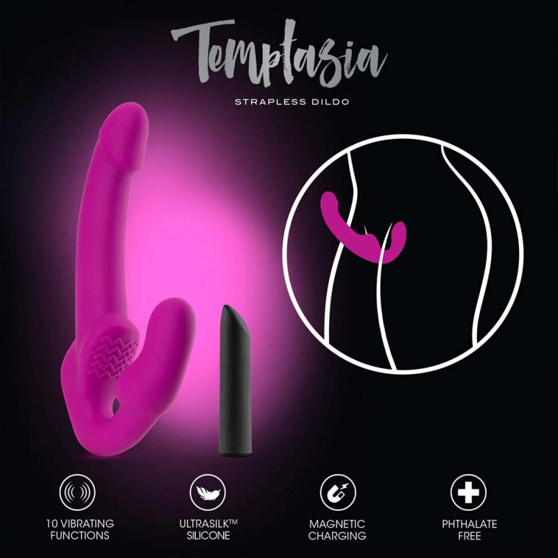 Blush Temptasia Estella Strapless Strap On Dildo with Bullet Vibrator3