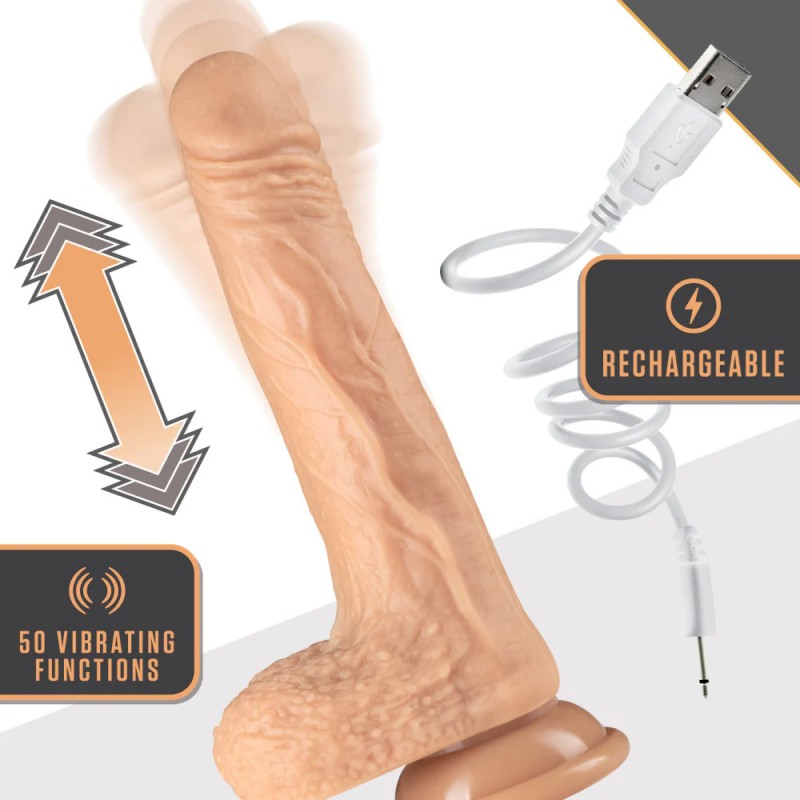 Blush Dr. Skin Silicone Dr. Grey Vanilla 7.75inch Thrusting & Vibrating Dildo 4