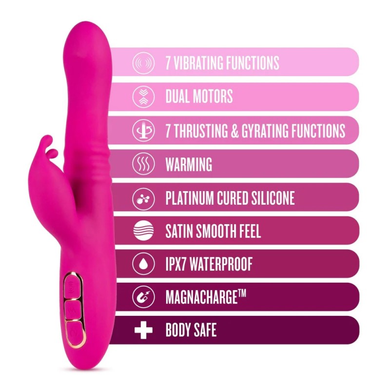 Blush Kira Velvet Warming Gyrating & Thrusting Silicone Rabbit Vibrator