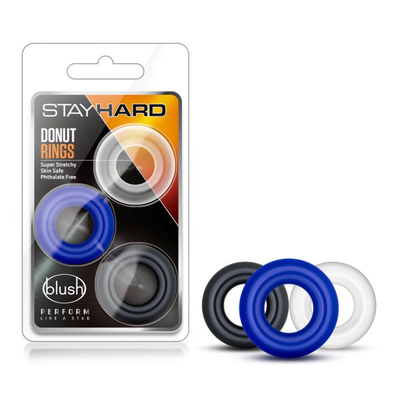 Blush Stay Hard Assorted Colors Donut Cock Rings 3PCS