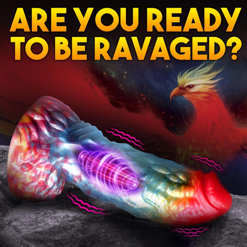 Creature Cocks Rainbow Phoenix Vibrating Dildo with Remote2