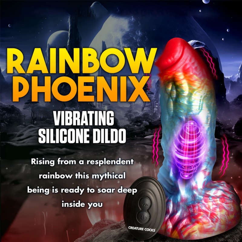 Creature Cocks Rainbow Phoenix Vibrating Dildo with Remote1