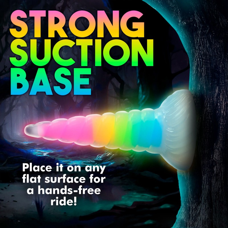 Creature Cocks Uni Glow in the Dark Rainbow Silicone Dildo