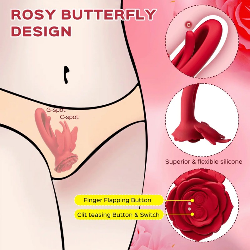 Layla Rosy Butterfly Flapping G-Spot Vibrator Clit Stimulator with Remote2