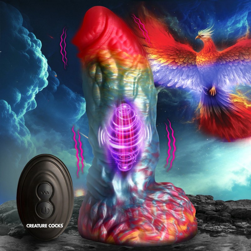 Creature Cocks Rainbow Phoenix Vibrating Dildo with Remote