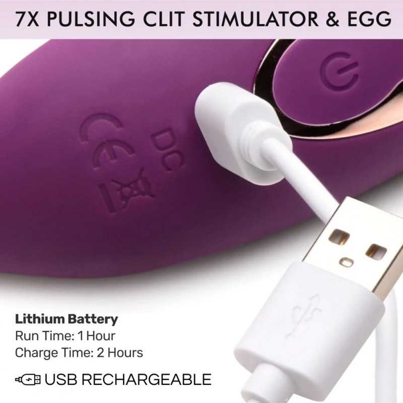 Inmi Slim Pulse 7X Pulsating Silicone Clit Stimulator and Vibrating Egg