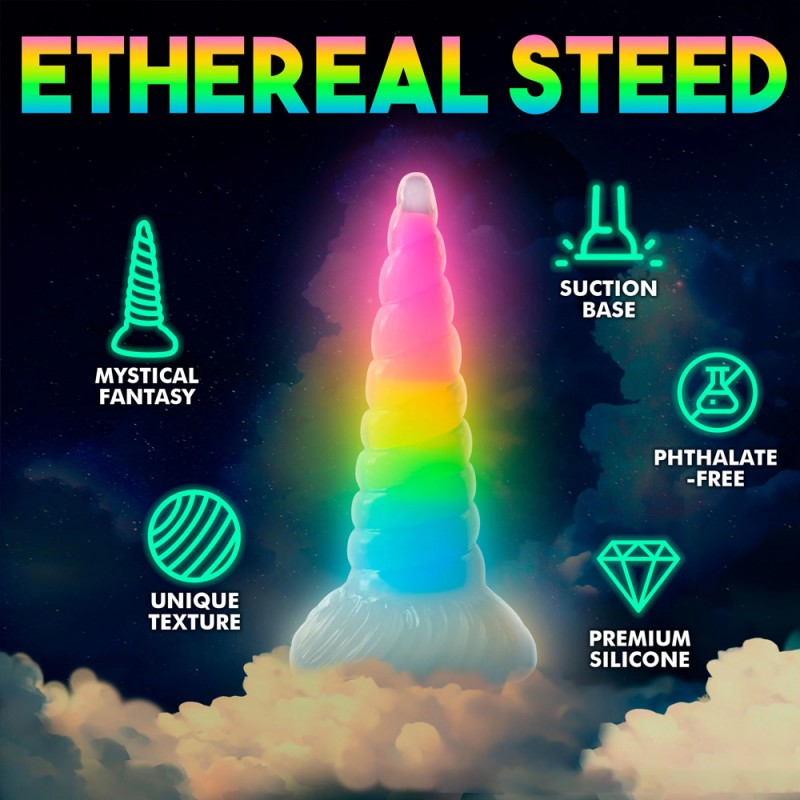 Creature Cocks Uni Glow in the Dark Rainbow Silicone Dildo