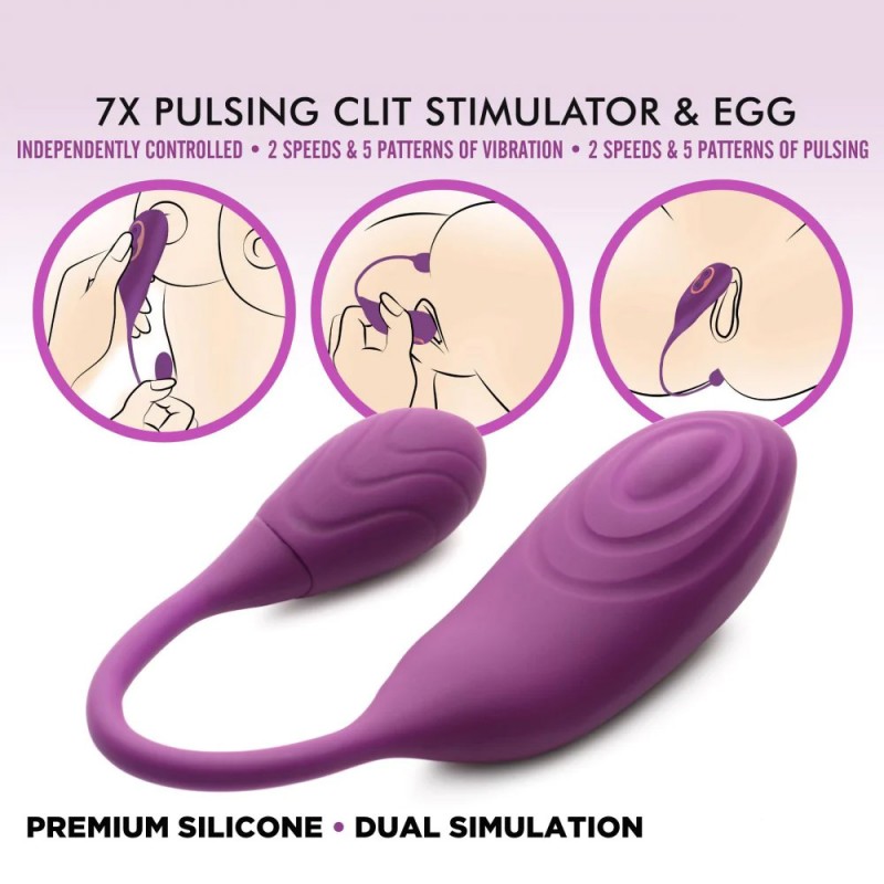 Inmi Slim Pulse 7X Pulsating Silicone Clit Stimulator and Vibrating Egg