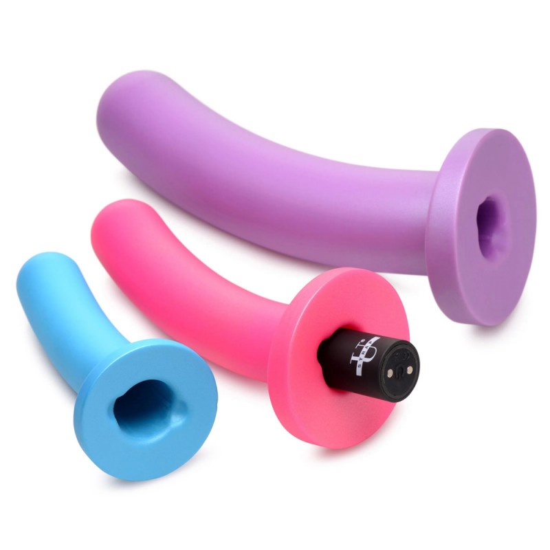 Triple Peg 28X Vibrating Silicone Dildo Set with Remote Control