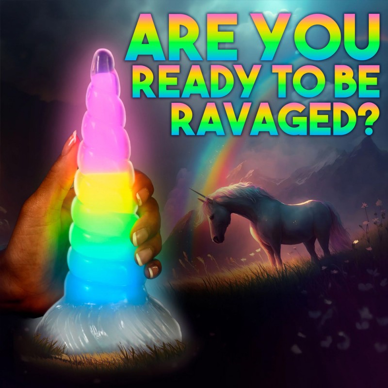 Creature Cocks Uni Glow in the Dark Rainbow Silicone DildoCreature Cocks Uni Glow in the Dark Rainbow Silicone Dildo