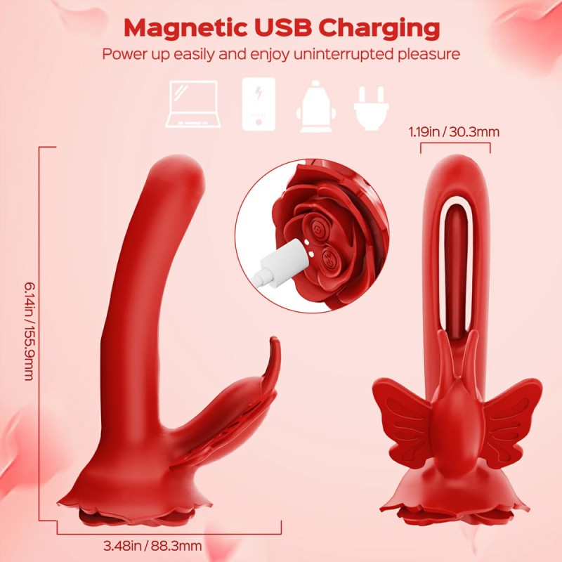 Layla Rosy Butterfly Flapping G-Spot Vibrator Clit Stimulator with Remote6