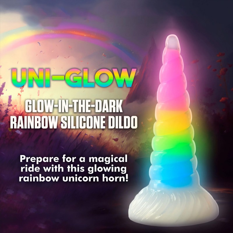 Creature Cocks Uni Glow in the Dark Rainbow Silicone Dildo