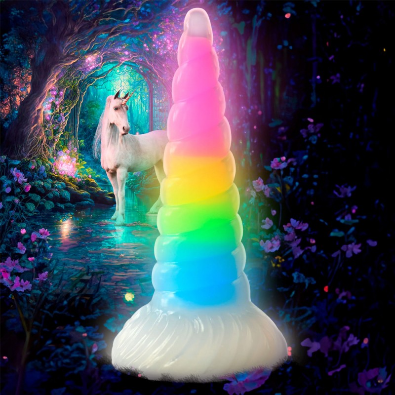 Creature Cocks Uni Glow in the Dark Rainbow Silicone Dildo