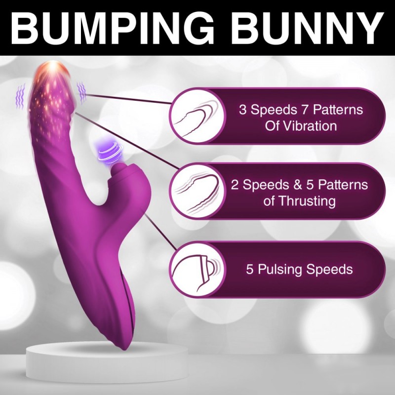 Bumping Bunny Thrusting & Pulsing Silicone Rabbit Vibrator2