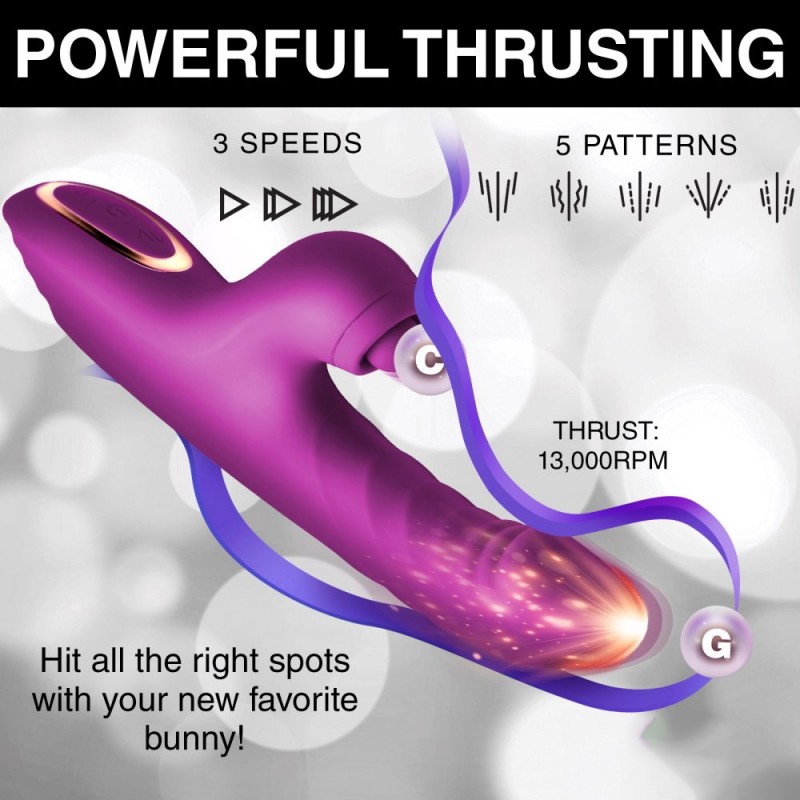 Bumping Bunny Thrusting & Pulsing Silicone Rabbit Vibrator