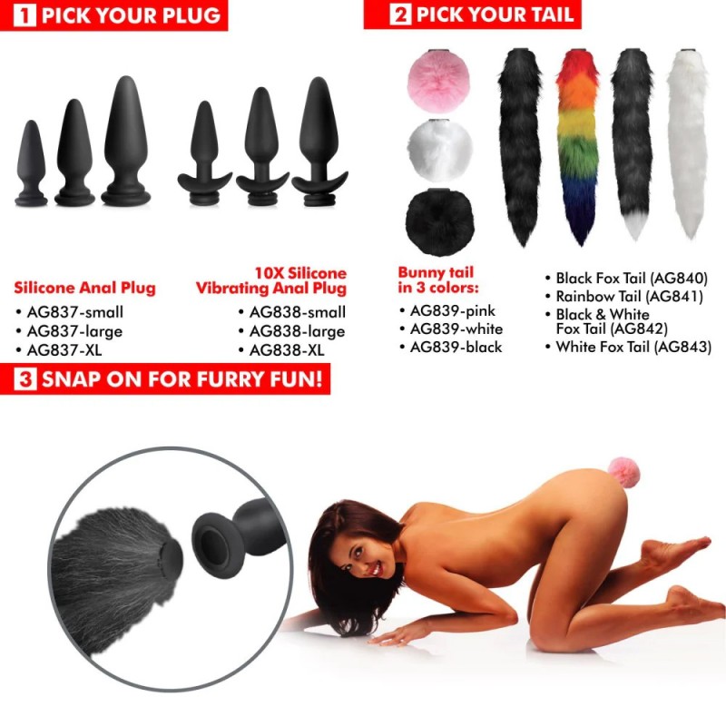 Tailz Snap-On Interchangeable Vibrating XL Silicone Anal PlugTailz Snap-On Interchangeable Vibrating XL Silicone Anal Plug