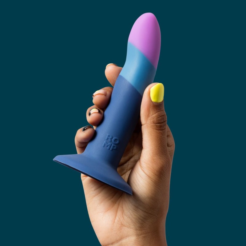 ROMP Piccolo Dildo Silicone Blue & Purple 5.5" Pegging Kit