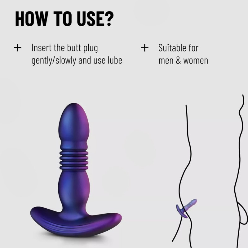 Hueman Supernova Thrusting Vibrating Purple Silicone Butt Plug