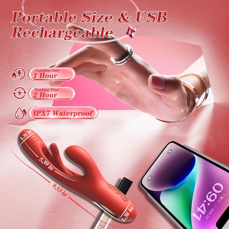 3 in 1 Rabbit Vibrator Flapping G-Spot Clit Stimulator with APP Control