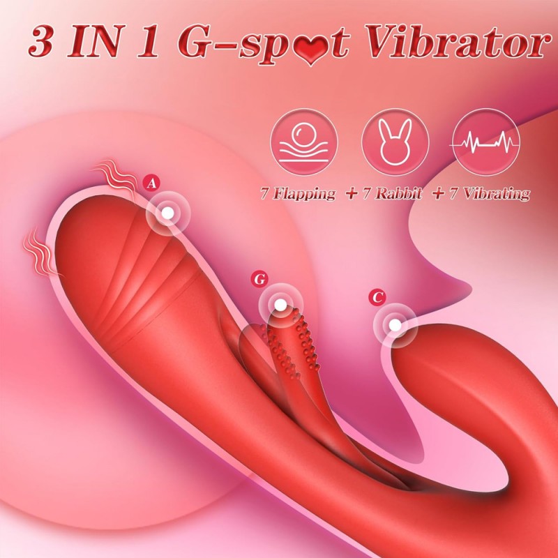 3 in 1 Rabbit Vibrator Flapping G-Spot Clit Stimulator with APP Control4