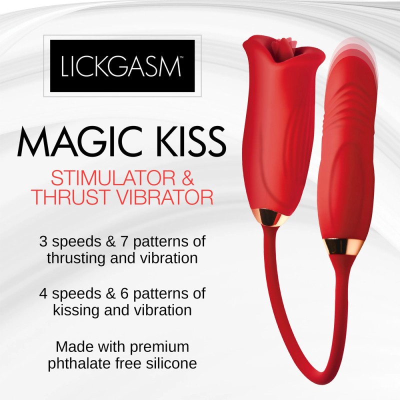 Thrusting Vibrator With Magic Kiss Kissing Clitoral Stimulator