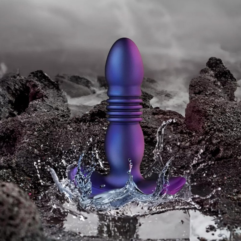 Hueman Supernova Thrusting Vibrating Purple Silicone Butt Plug