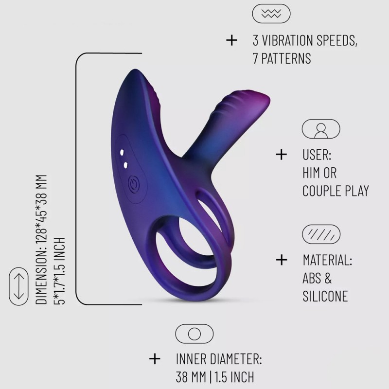 Hueman Infinity Ignite Vibrating Purple Cock Ring